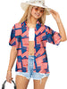 HAPPY BAY Women's Hawaiin Shirt US Flag