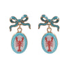 Bow Shell Print Square Frame Drop Earrings