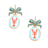 Bow Shell Print Square Frame Drop Earrings