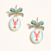 Bow Shell Print Square Frame Drop Earrings