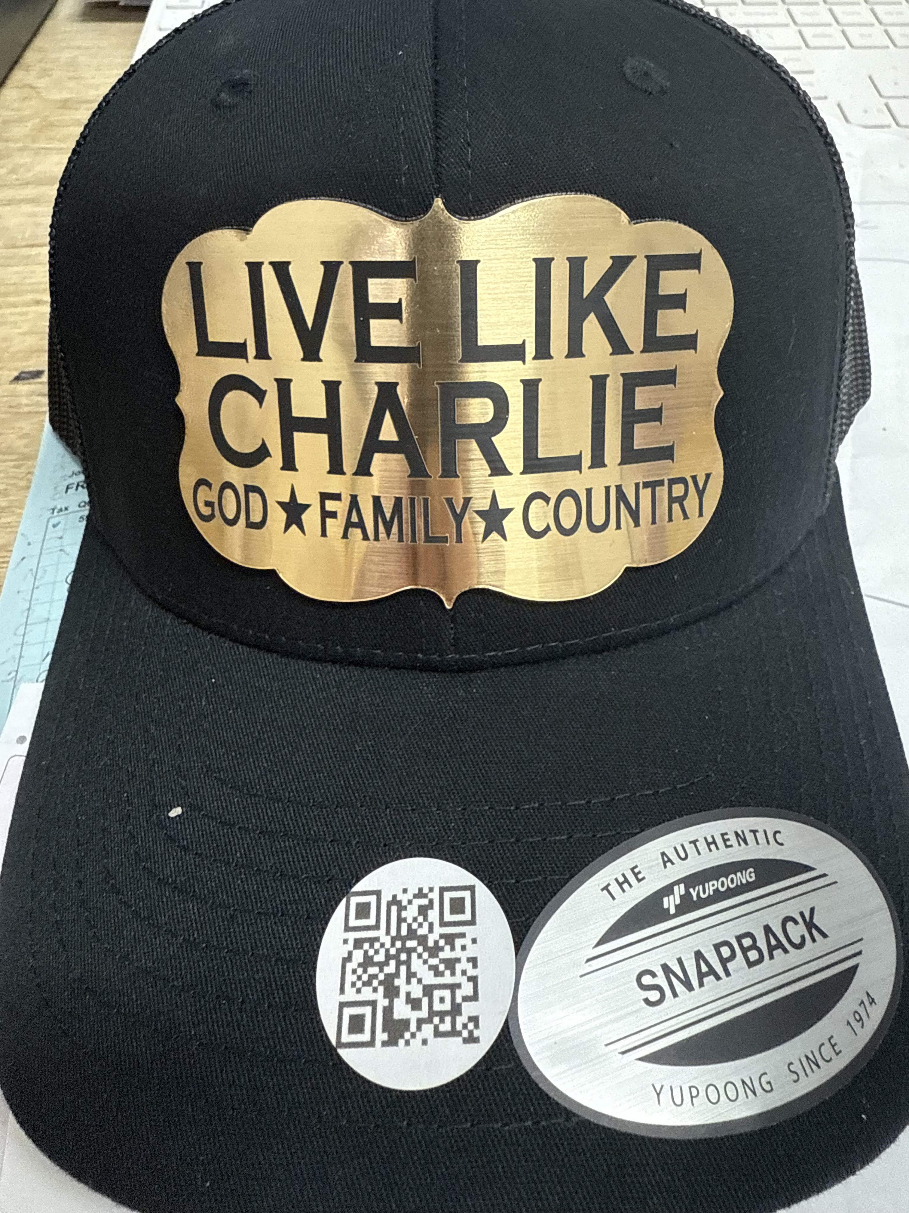 LIVE LIKE CHARLIE hats