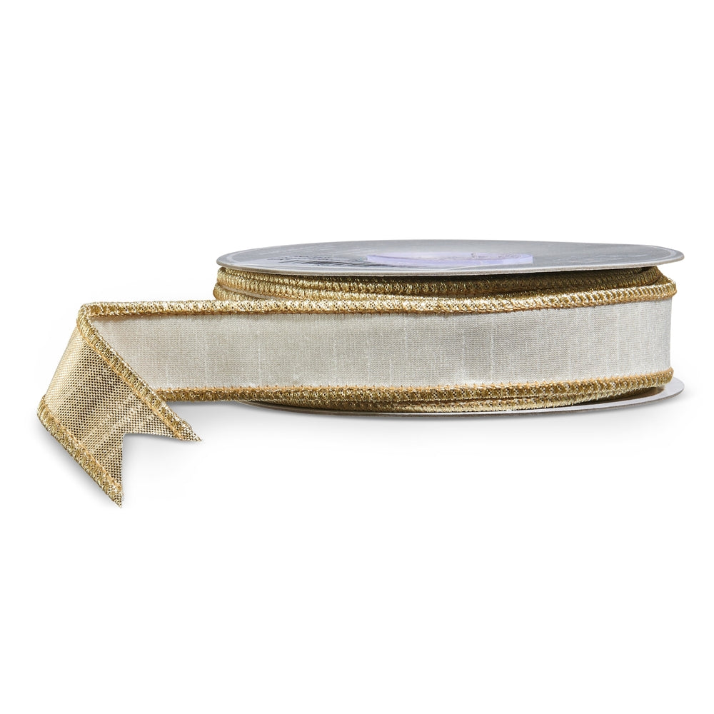 White/Gold Wired Ribbon