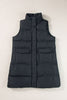 Black Solid Color Puffer Zip Up Pocketed Vest Coat